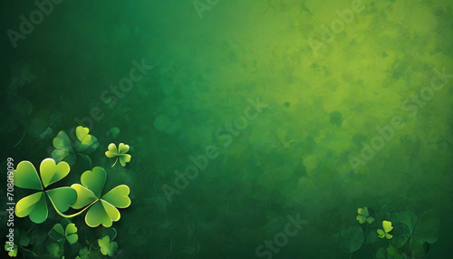 An abstract St. Patrick's Day background image of multi-colored four leaf clovers.