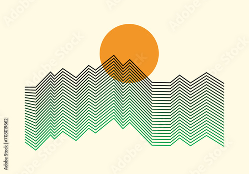 Wyoming Grand Teton National Park mono line tone vector design