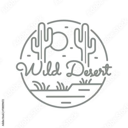Wild desert vibes monoline vector illustration