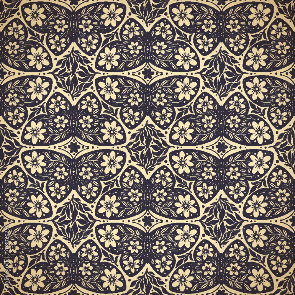 Hand drawn butterflies flowers seamless pattern. Scandinavian folk seamless butterfly floral texture Hand drawn butterflies flowers seamless pattern. Scandinavian folk seamless butterfly floral texture