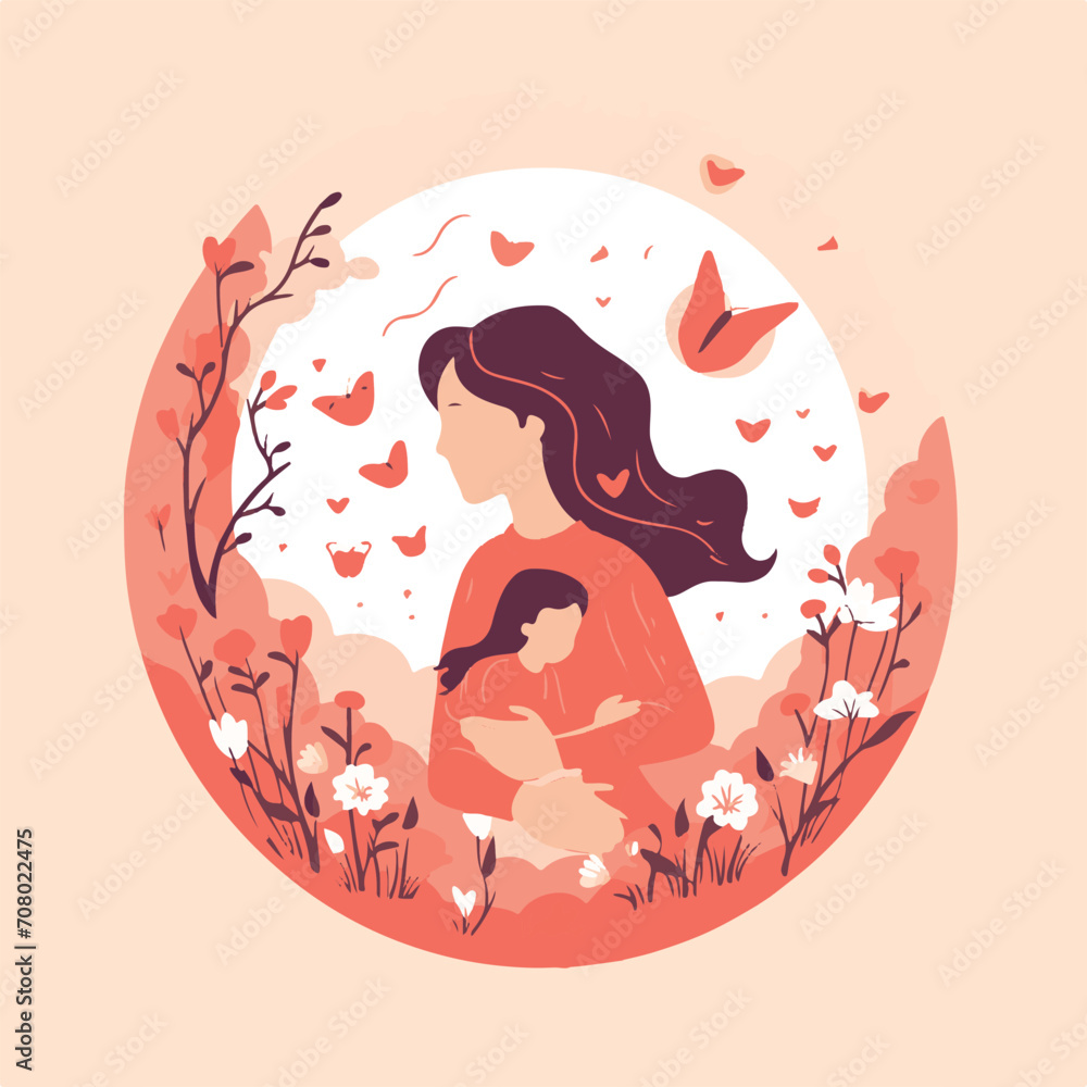 Happy Mother's day card illustration vector flowers frame Happy Mother's day card illustration vector flowers frame