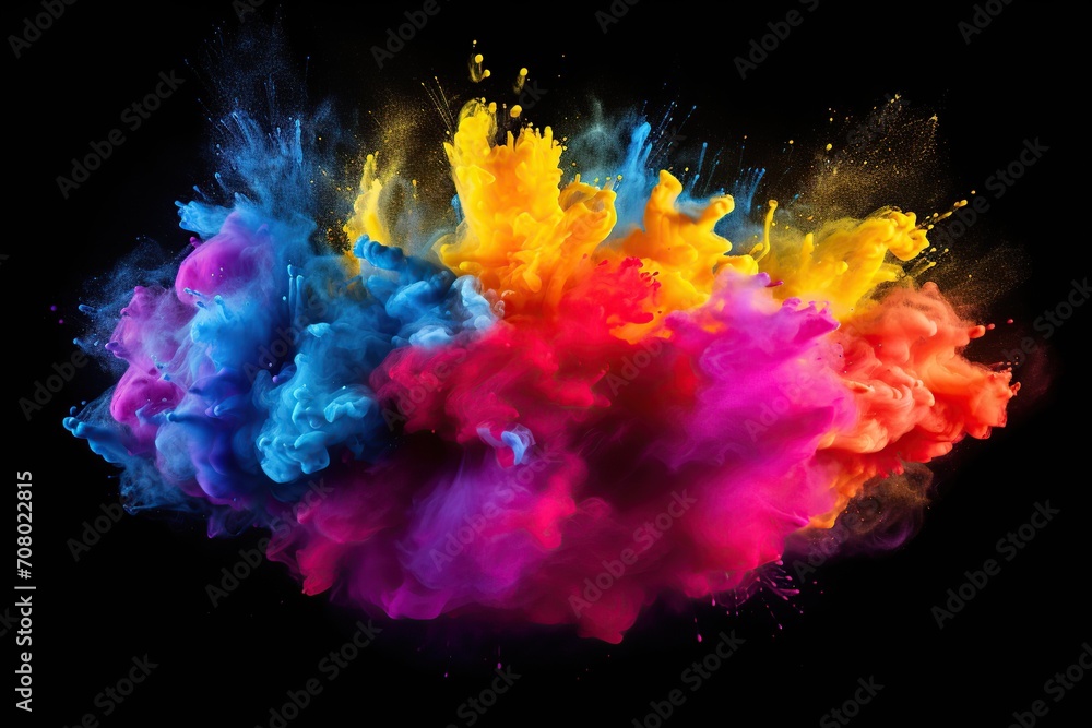Colorful powder explosion on black background Colorful powder explosion on black background
