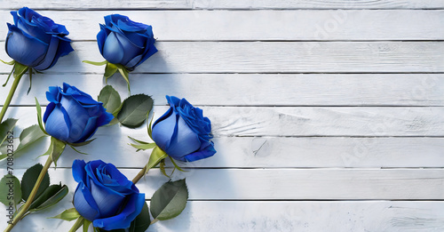 Rose blu, spazio vuoto.