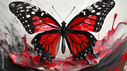 Farfalla macro rossa astratta
 photo