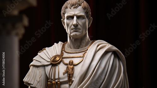white statue of brave and great Roman soldier Julius Caesar photo
