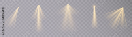 Set of isolated spotlight light effects. glowing spotlight on a transparent background.