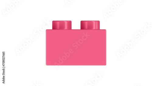Camellia Rose Lego Block Isolated on a White Background. Close Up View of a Plastic Children Game Brick for Constructors, Side View. High Quality 3D Rendering with a Work Path. 8K Ultra HD, 7680x4320