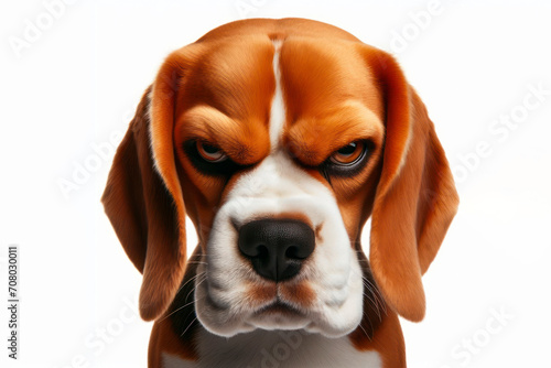 Angry disgruntled Beagle dog Isolated on white background. ai generative