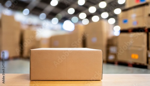 caixas em um armazém moderno cheio de prateleiras. Logística e transporte. Centro de distribuição de produtos. © coffeee