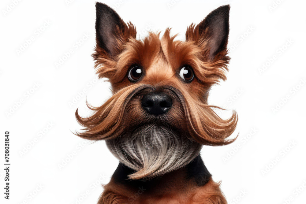 Scottish Terrier dog with strange facial expressions Isolated on white background. ai generative Scottish Terrier dog with strange facial expressions Isolated on white background. ai generative