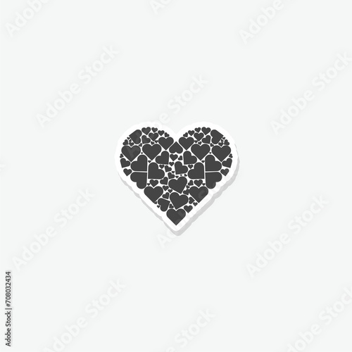 Heart logo sticker isolated on gray background