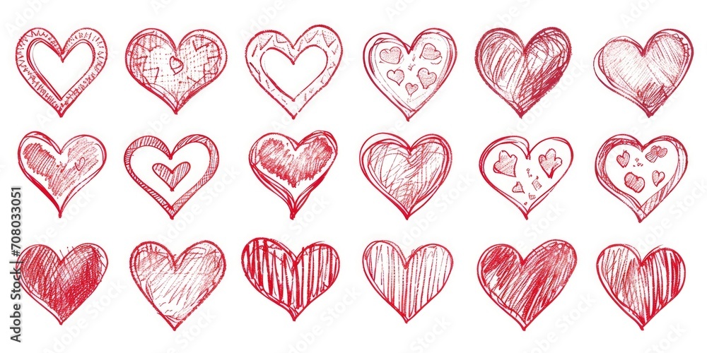 Red heart hand drawn. Icon cute doodle love Red heart hand drawn. Icon cute doodle love