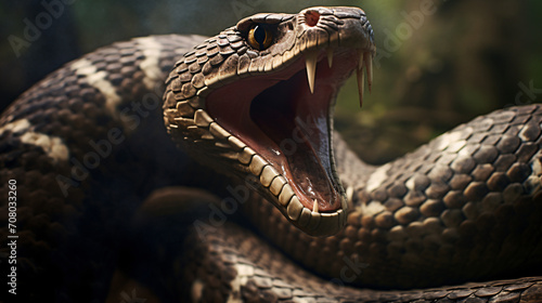 A large snake with its mouth open and its tongue