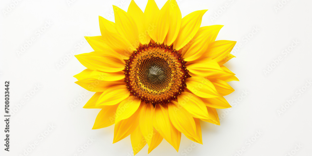 Fototapeta premium Sunflower Symphony: A Vibrant Burst of Yellow Blossoms on a White Isolated Background