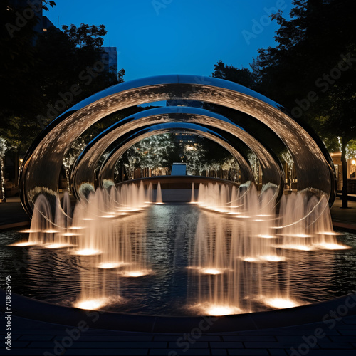 Night scene with fountain