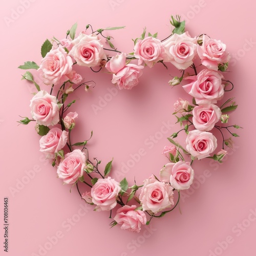 Heart shape flowers rose pink color. Romantic holiday background for Valentine's Day, Mother's Day, international Women's Day. March 8. birthday © megavectors