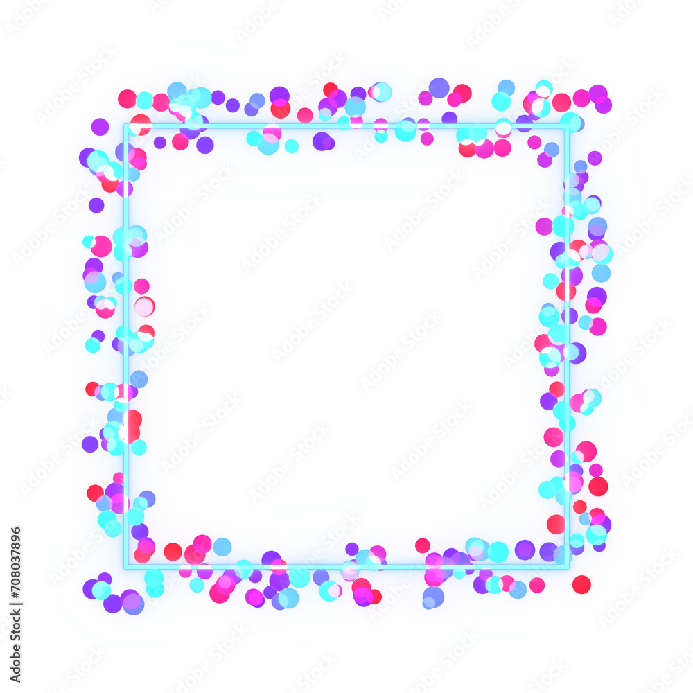 Glittering circles' particle frame. 3d rendering.	