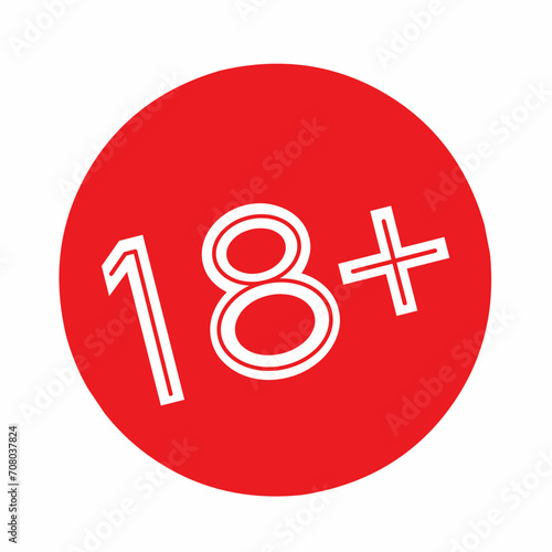 Eighteen plus icon in isolated on white. Censored business concept.
