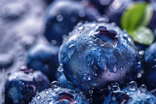 This close-up captures the intricate beauty of fresh berries with glistening water droplets.