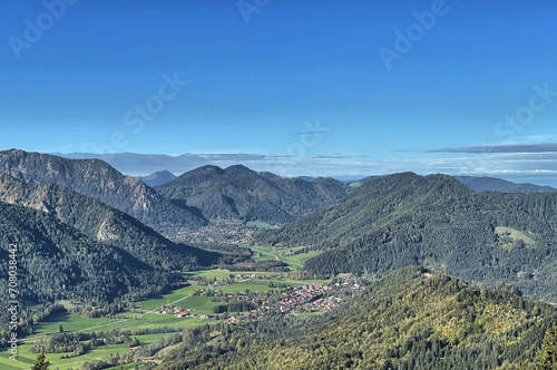 Alpen Panorama mit Blick ins Leitzachtal, Mangfallgebirge, Bayern, Deutschland