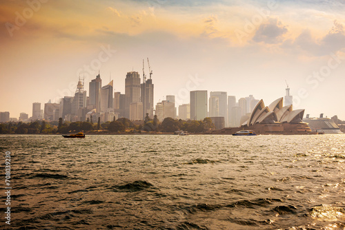 Sydney Harbour, Sydney Bay or Port Jackson. The bay is home to two symbols: the Sydney Opera House and the Sydney Harbour Bridge. Sidney, Jan 2020 photo