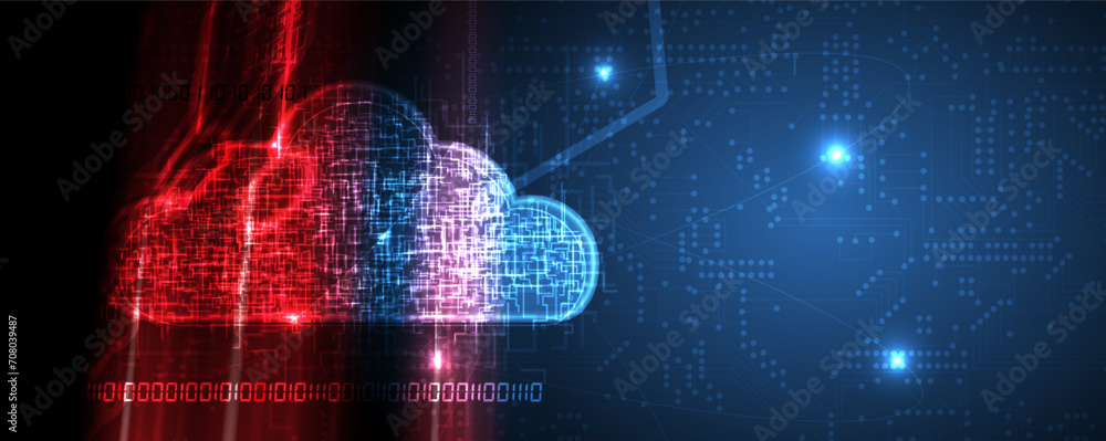 Fototapeta premium Modern cloud technology. Integrated digital web concept background