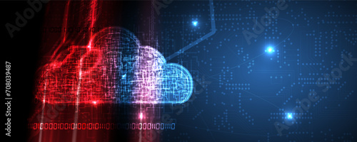 Modern cloud technology. Integrated digital web concept background