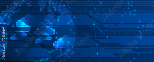 Modern cloud technology. Integrated digital web concept background