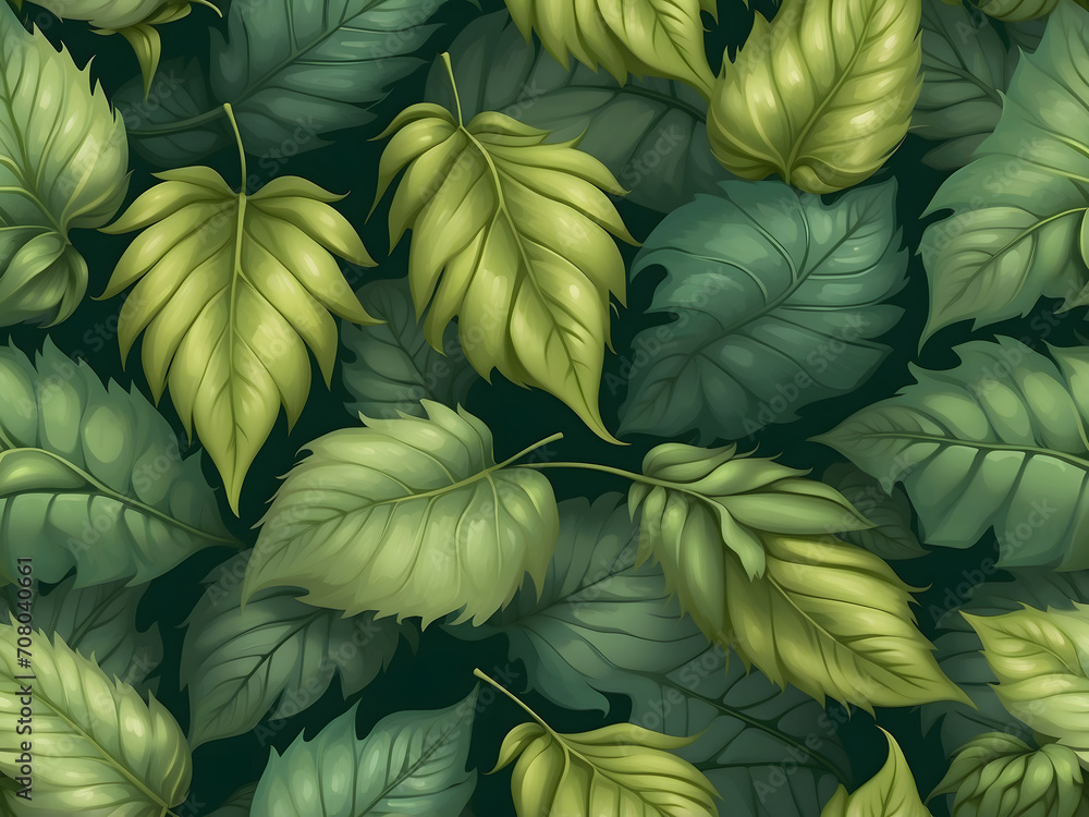 Green leaves seamless pattern and background for natural wallpapers and printable fabrics Green leaves seamless pattern and background for natural wallpapers and printable fabrics