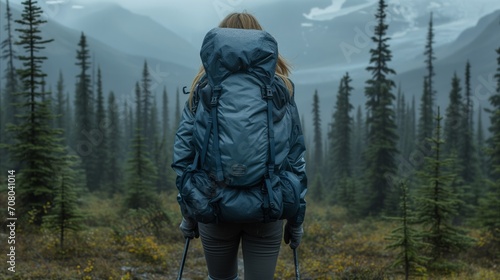 Woman in Blue Jacket Walking Through Woods