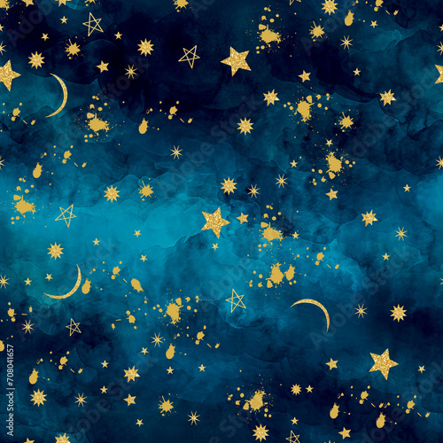 Night star background. Starry sky. Dark-blue space with bright stars. Wallpaper of galaxy or universe.