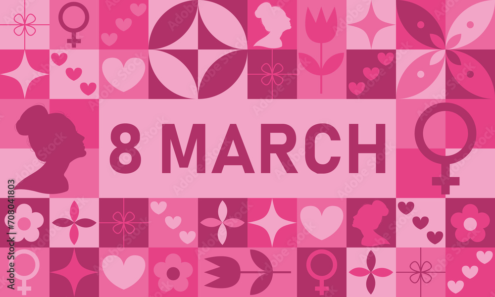 International womens day abstract background. 8 march modern neo geometric poster. Vector illustration International womens day abstract background. 8 march modern neo geometric poster. Vector illustration