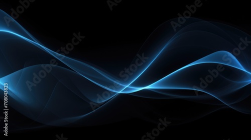 Abstract blue wave on black background. Futuristic technology style. Elegant background for business tech presentations. AI generated