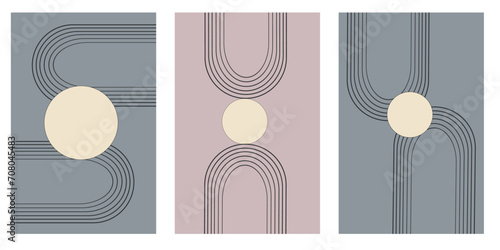 Abstract modern bohemian contemporary geometric minimal pattern. Minimalist geometric design background for poster, wall decoration, postcard or brochure design.