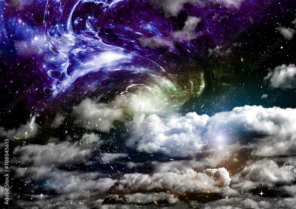 galaxy in a free space. 3D rendering