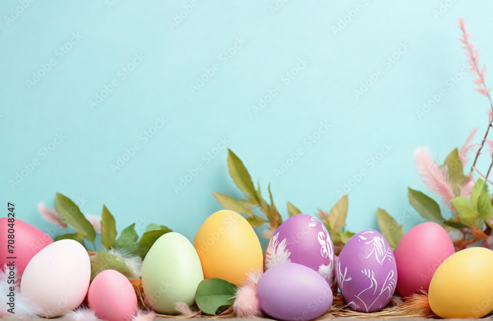 Easter eggs and spring decor. AI
Easter eggs and spring decor. AI