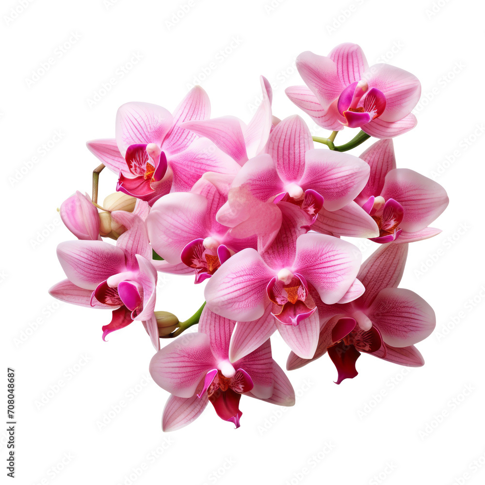 Obraz premium Cattleya Orchid bouquet in shades of purple, white, and pink symbolizes the beauty of growth and blooming.