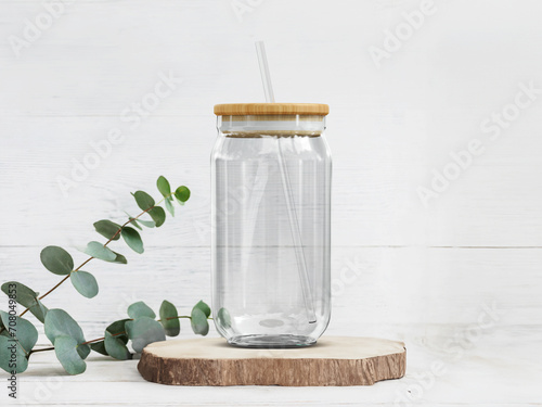 16oz Clear Glass Can Mockup, Libbey glass can mockup, Beer can glass mockup Sublimation
