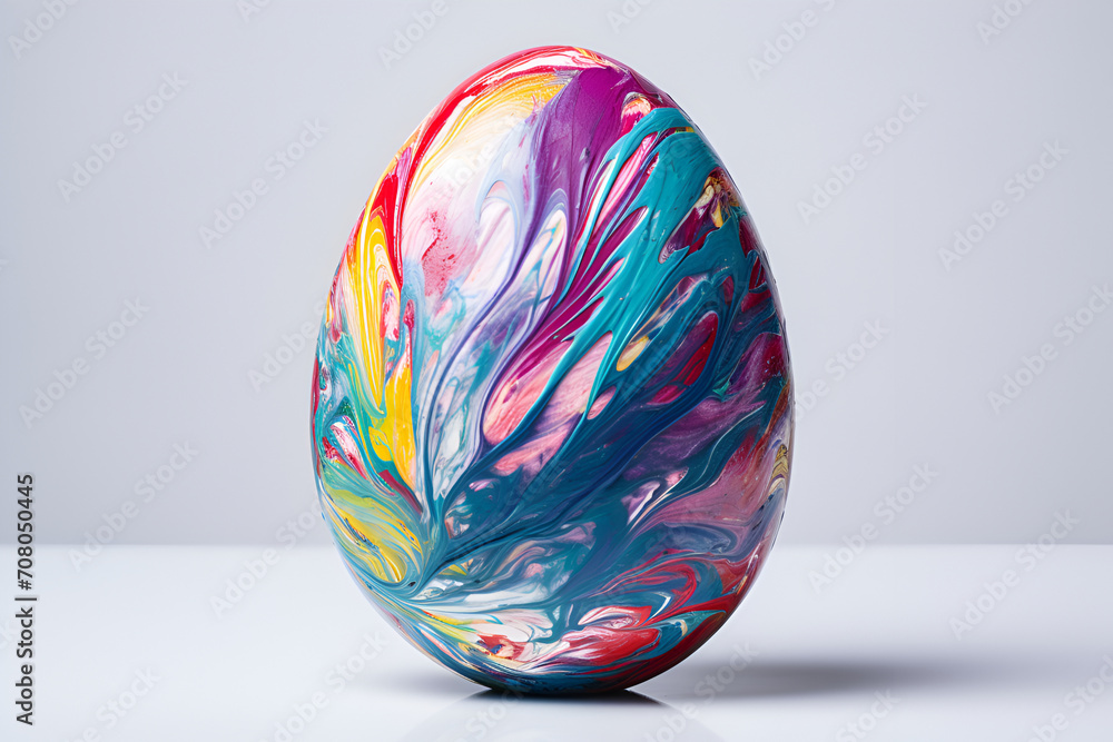 A painted egg with swirling colors of the rainbow, representing artistic Easter celebrations A painted egg with swirling colors of the rainbow, representing artistic Easter celebrations