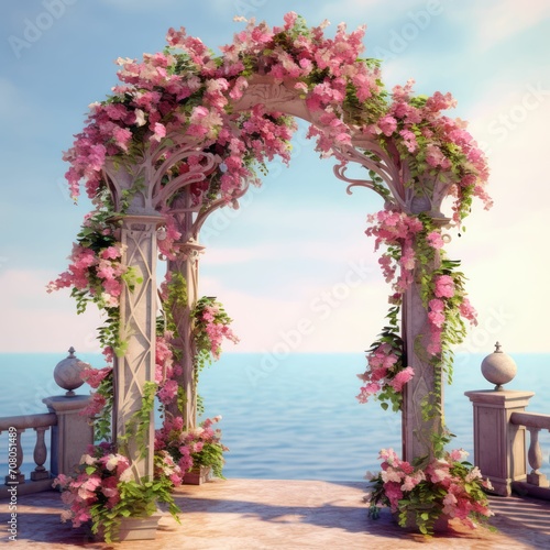 arch decorated with fresh flowers colorful 