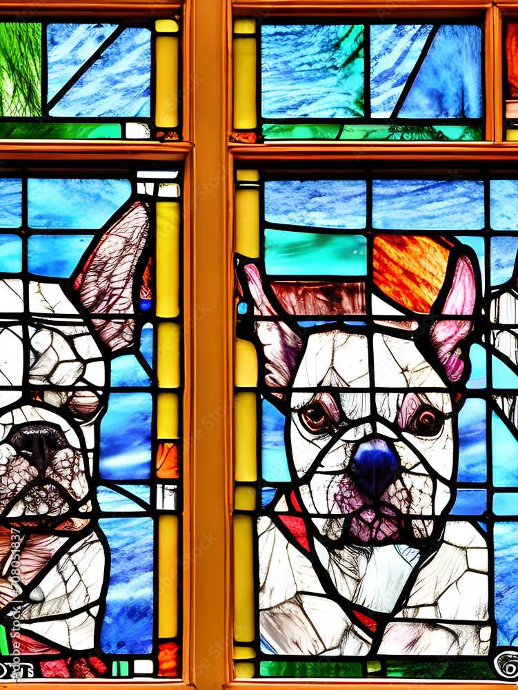 Boston Terriers In Stained Glass