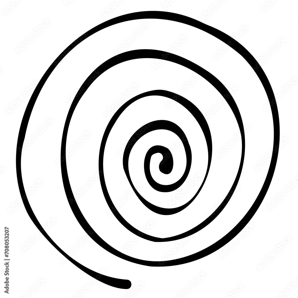 black doodle line twisted in a circle into a spiral black doodle line twisted in a circle into a spiral