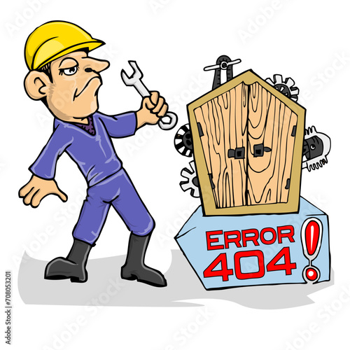 error 404 under construction vector hand draw illustration on white background © djapart