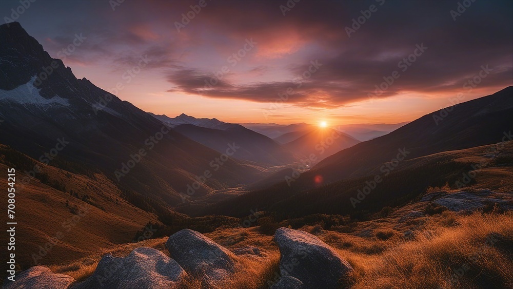sunset in the mountains a sunset in the mountains purple sky
