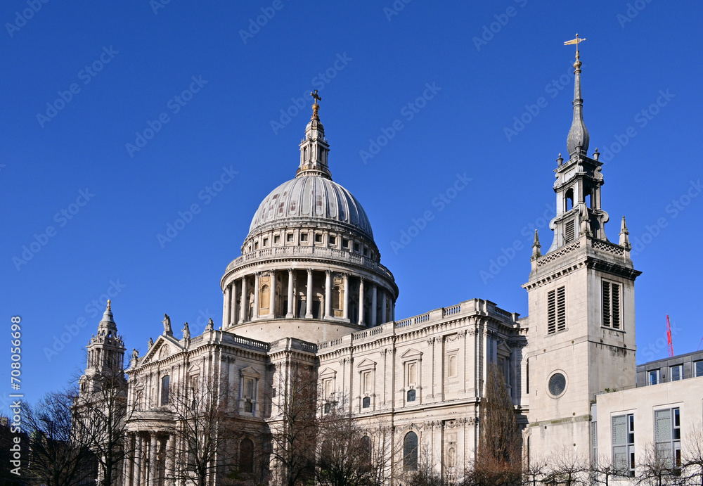 St Paul's Cathedral and Tower of St Augustine's, London, England, UK