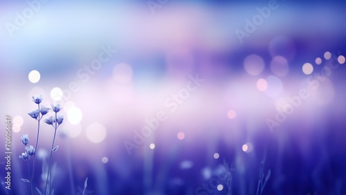 Ethereal Twilight: Dreamy Floral Bokeh in Soft Purple Hues, Horizontal Poster or Sign with Open Empty Copy Space for Text   © Distinctive Images