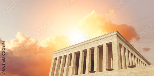Anitkabir is the mausoleum of the father of Turks, Ataturk. Background photo for Turks national holidays days. photo