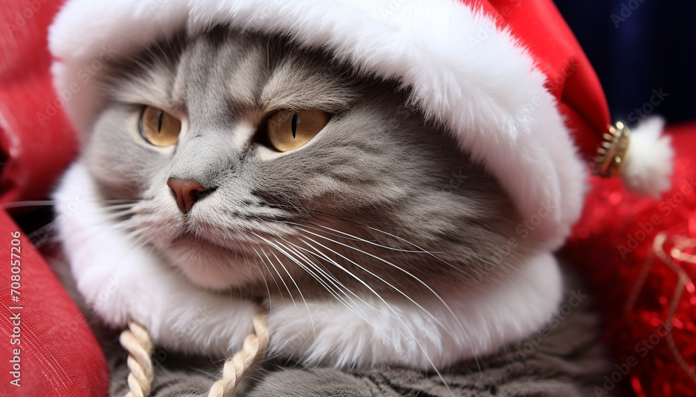 Cute kitten looking at camera, fluffy fur generated by AI Cute kitten looking at camera, fluffy fur generated by AI