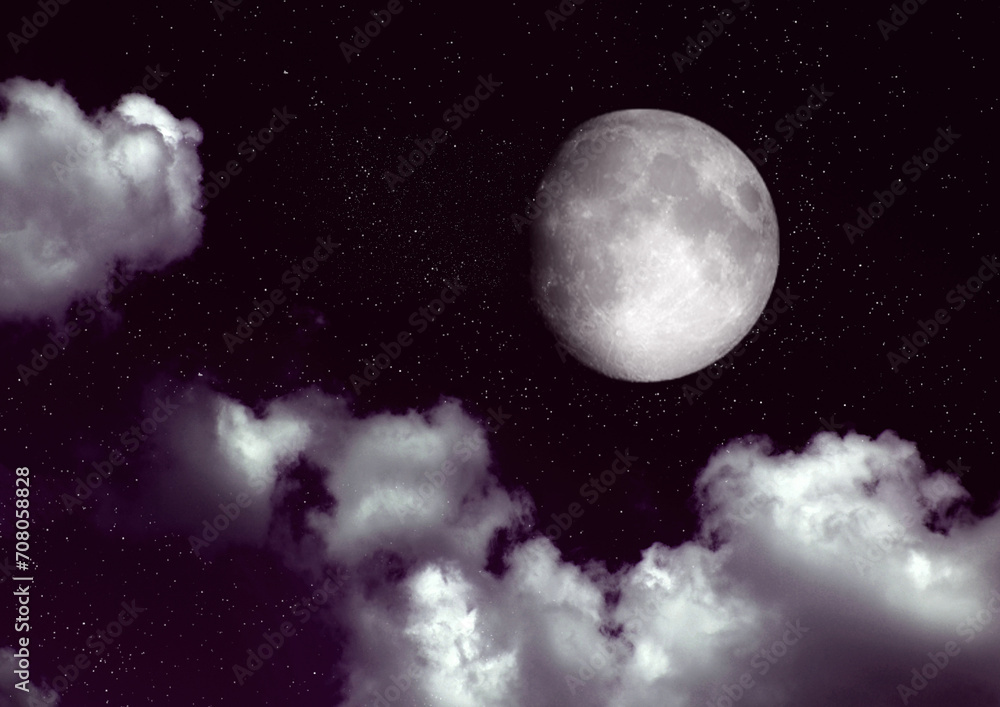 The moon in the night sky