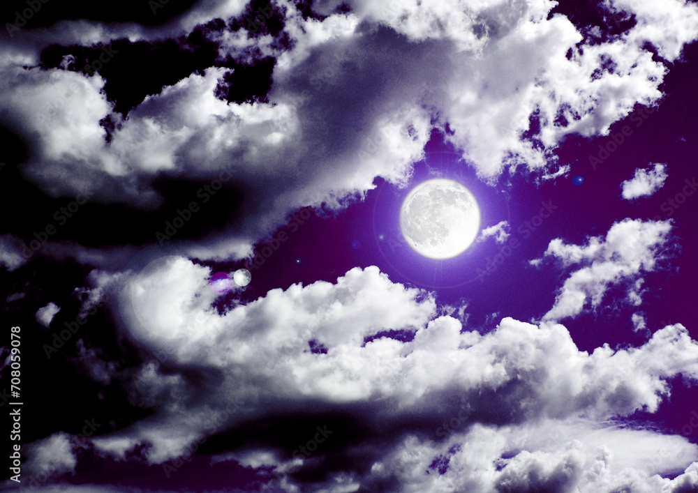 The moon in the night sky